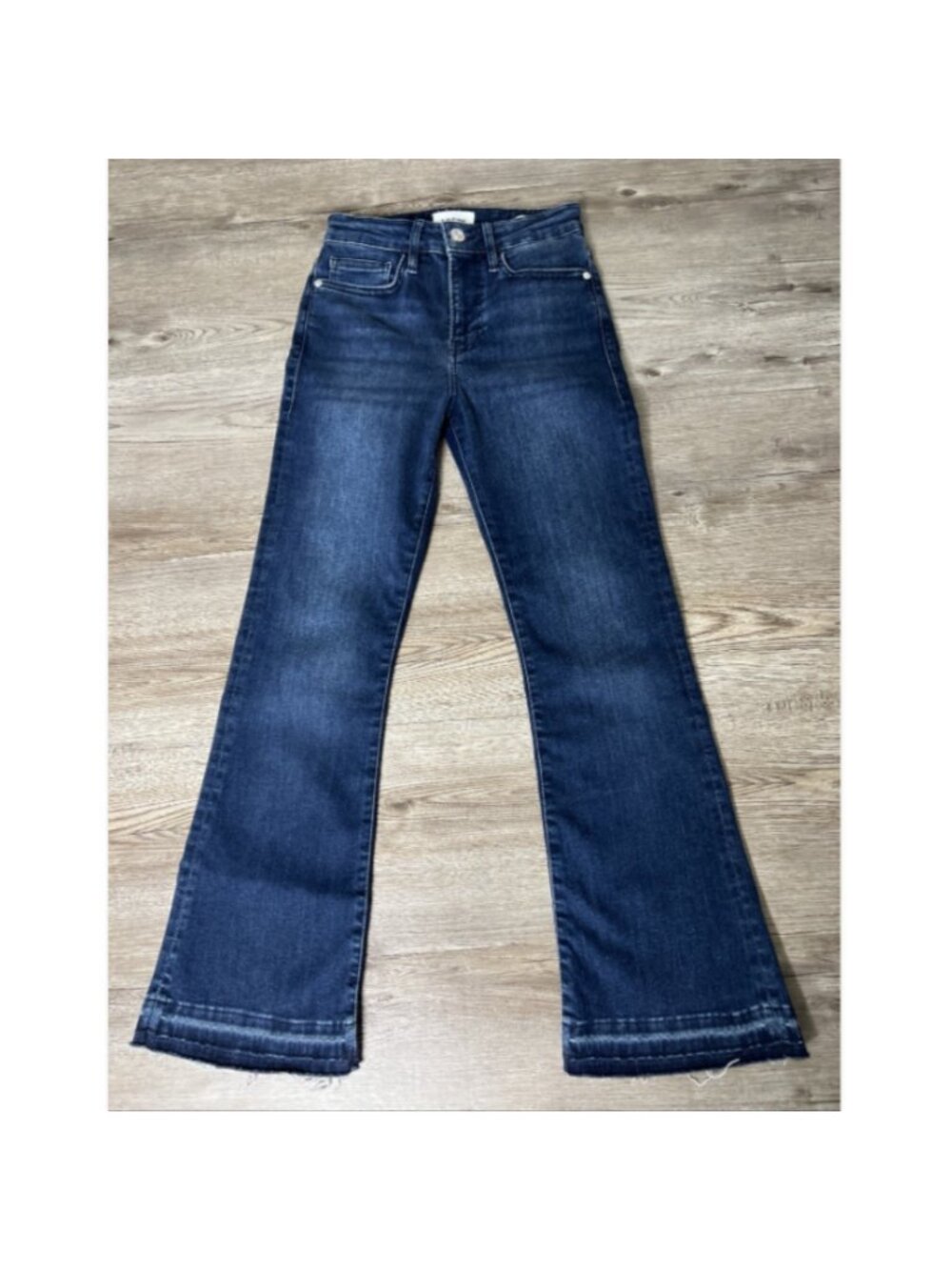 FRAME Le‎ Crop Mini Boot Jeans Womens 24 Moonstone Wash High Rise Raw Hem